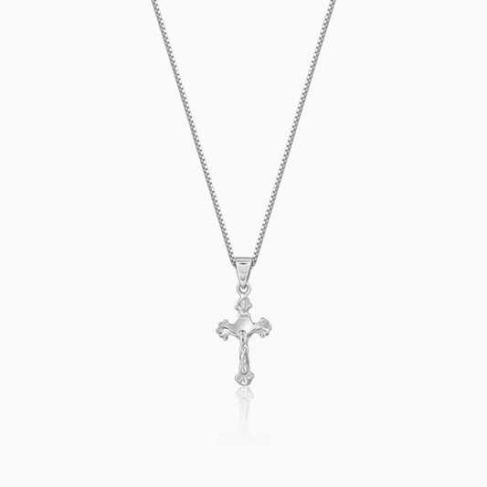 Striped Cross 925 Silver Pendant with Chain