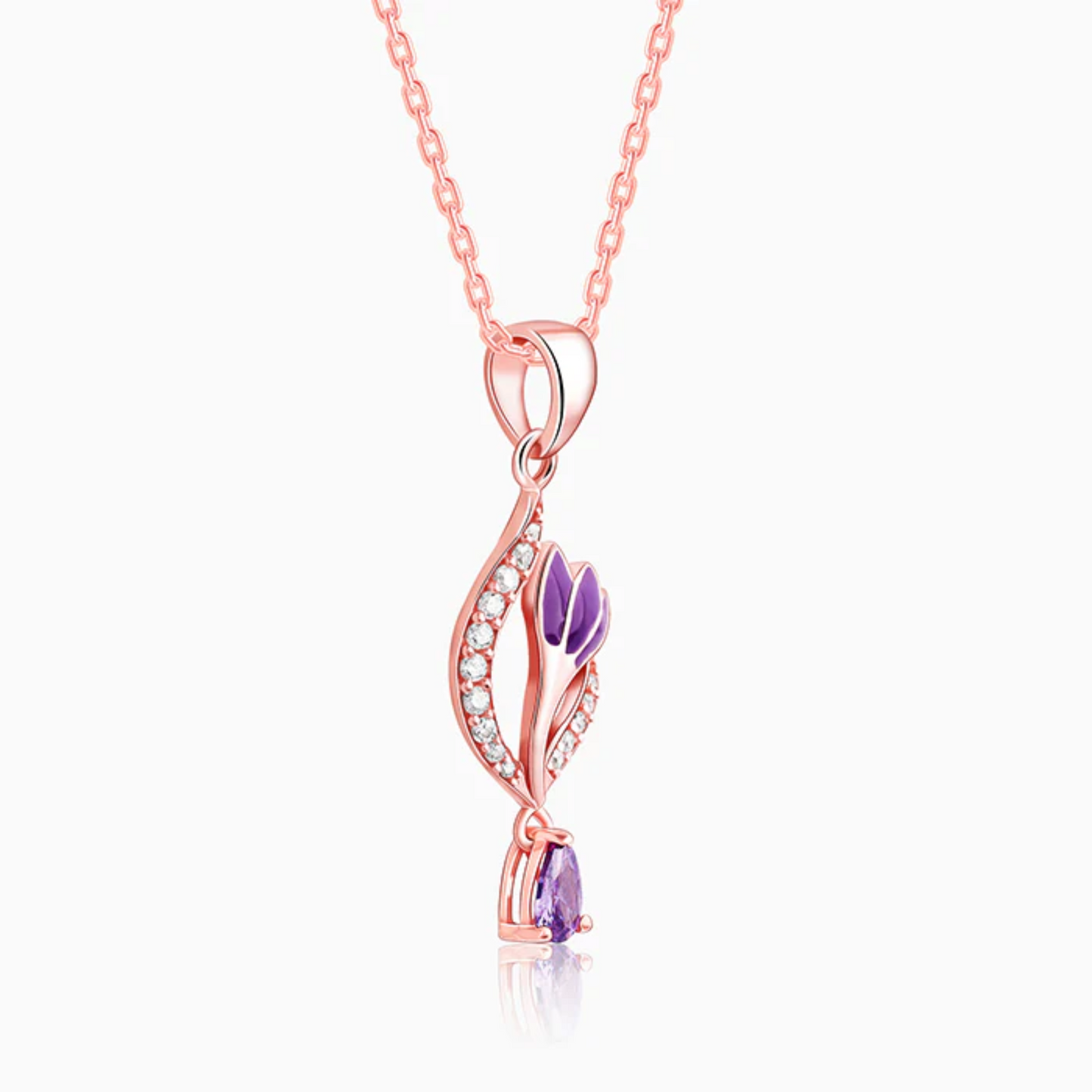 Flowing Crocus 925 Silver Pendant with Chain