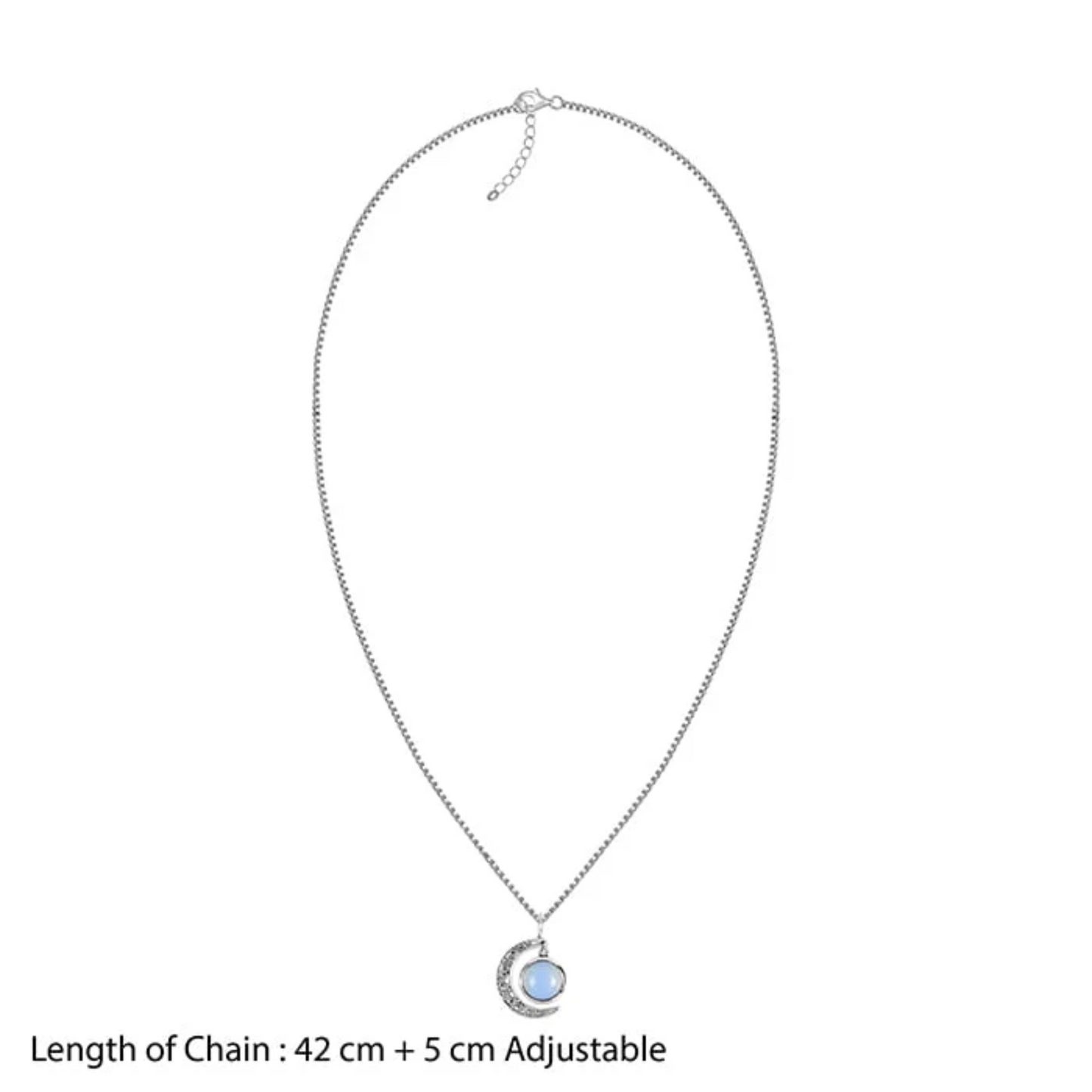 Moonstone Crescent 925 Silver Pendant with Chain