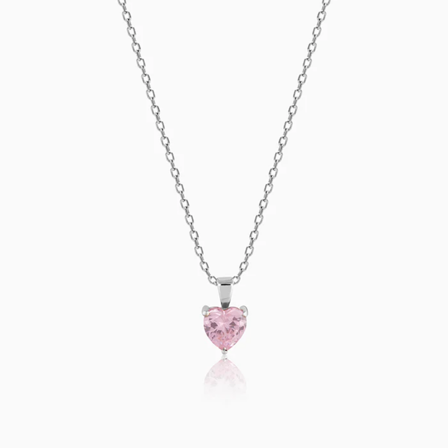 Pink Heart Pendant 925 Silver Pendant with Chain