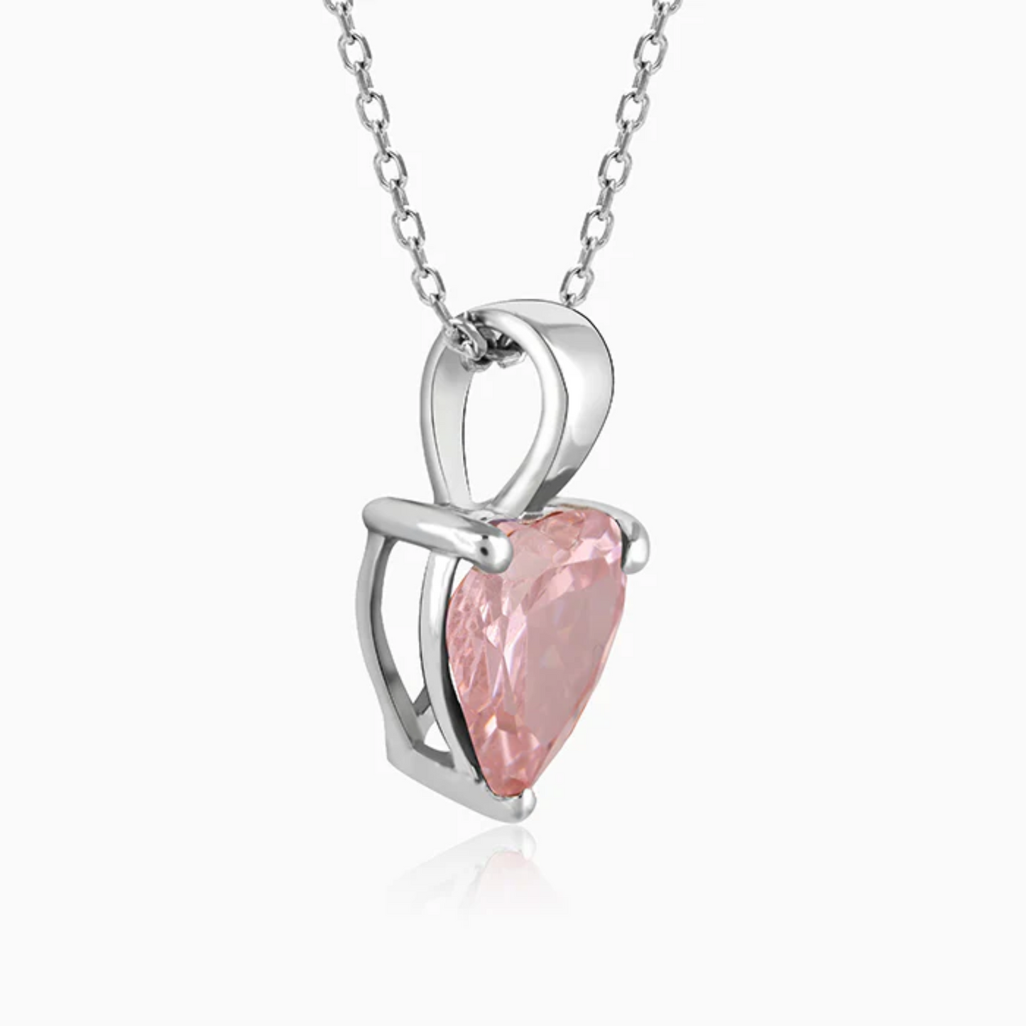 Pink Heart Pendant 925 Silver Pendant with Chain