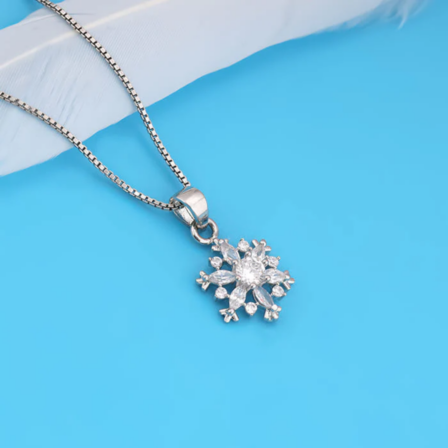 Snowflake 925 Silver Pendant with Chain