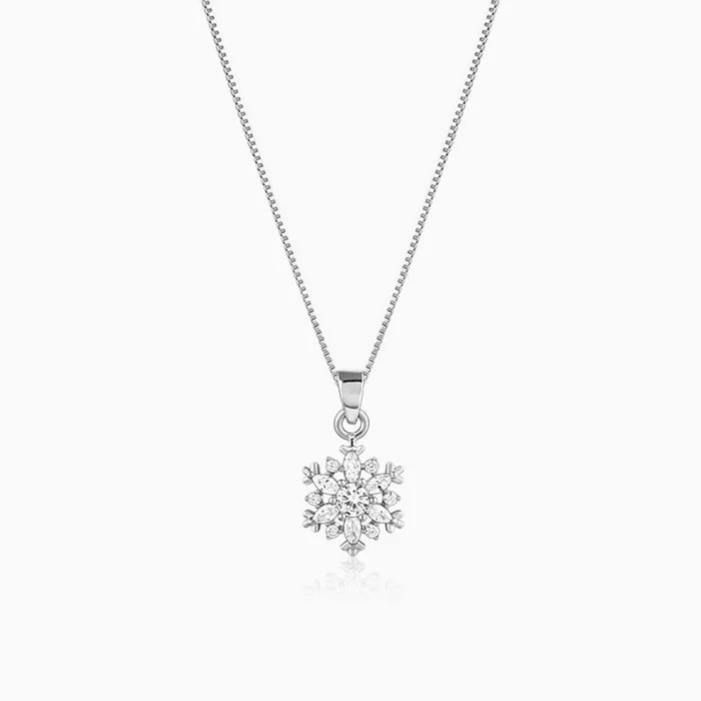 Snowflake 925 Silver Pendant with Chain